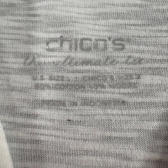 Chicos White Open Front Cardigan L/XL Cotton Blend Lightweight Knit T shirt - Picture 2 of 5